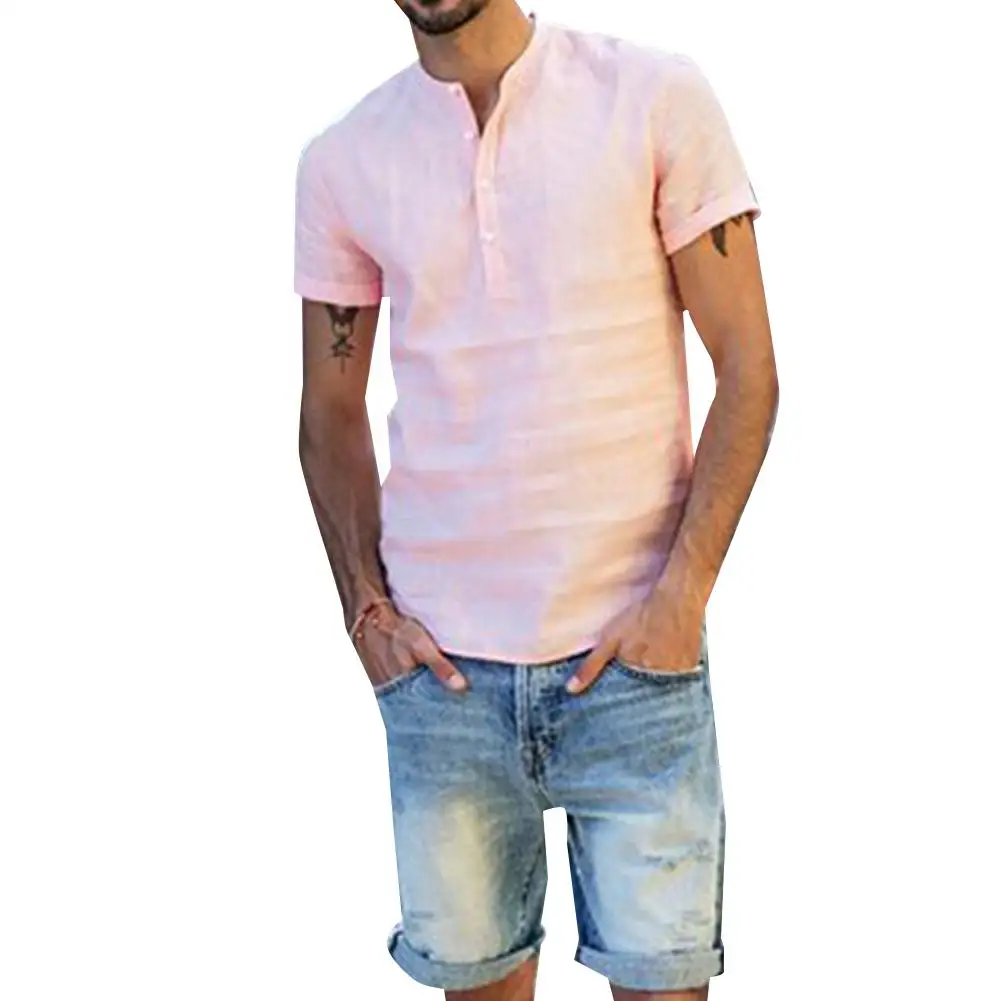 Men Shirt Cotton Linen Stand-up Collar Short-sleeved Shirt Solid Color Pullover Shirt
Men Shirt Cotton Linen Stand-up Collar Short-sleeved Shirt Solid Color Pullover Shirt