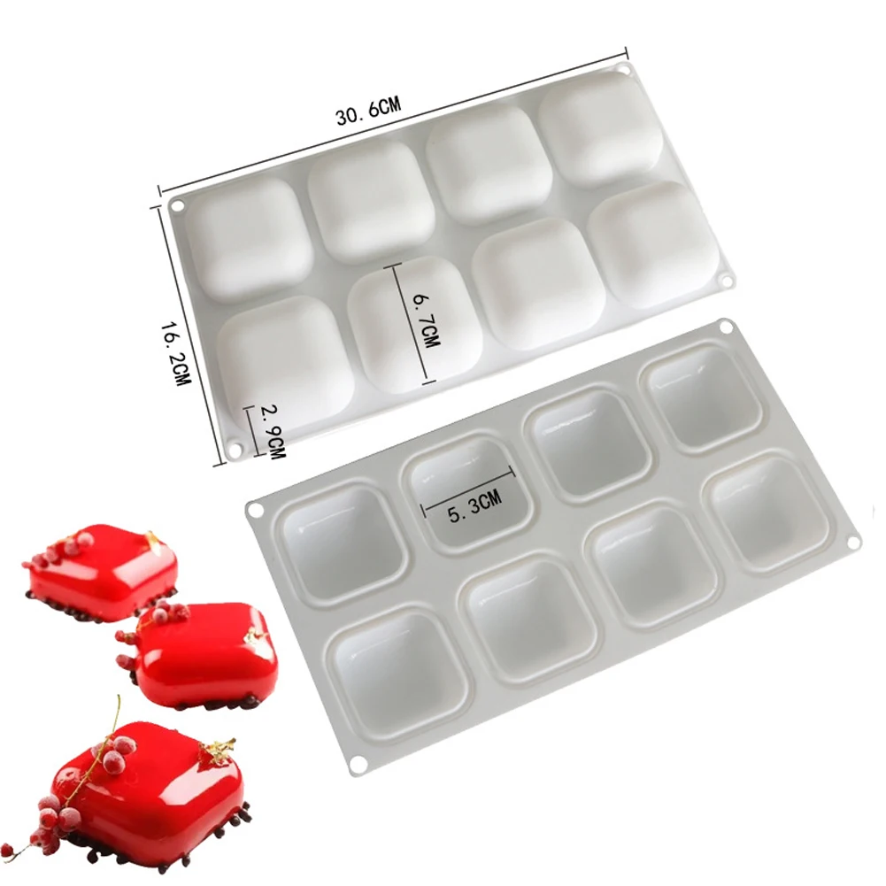 1PCS Silicone 8 Cavity Square Shape Cake Mold For Baking Dessert Ice-Creams Mousse Mold Household Decorating Tools
1PCS Silicone 8 Cavity Square Shape Cake Mold For Baking Dessert Ice-Creams Mousse Mold Household Decorating Tools