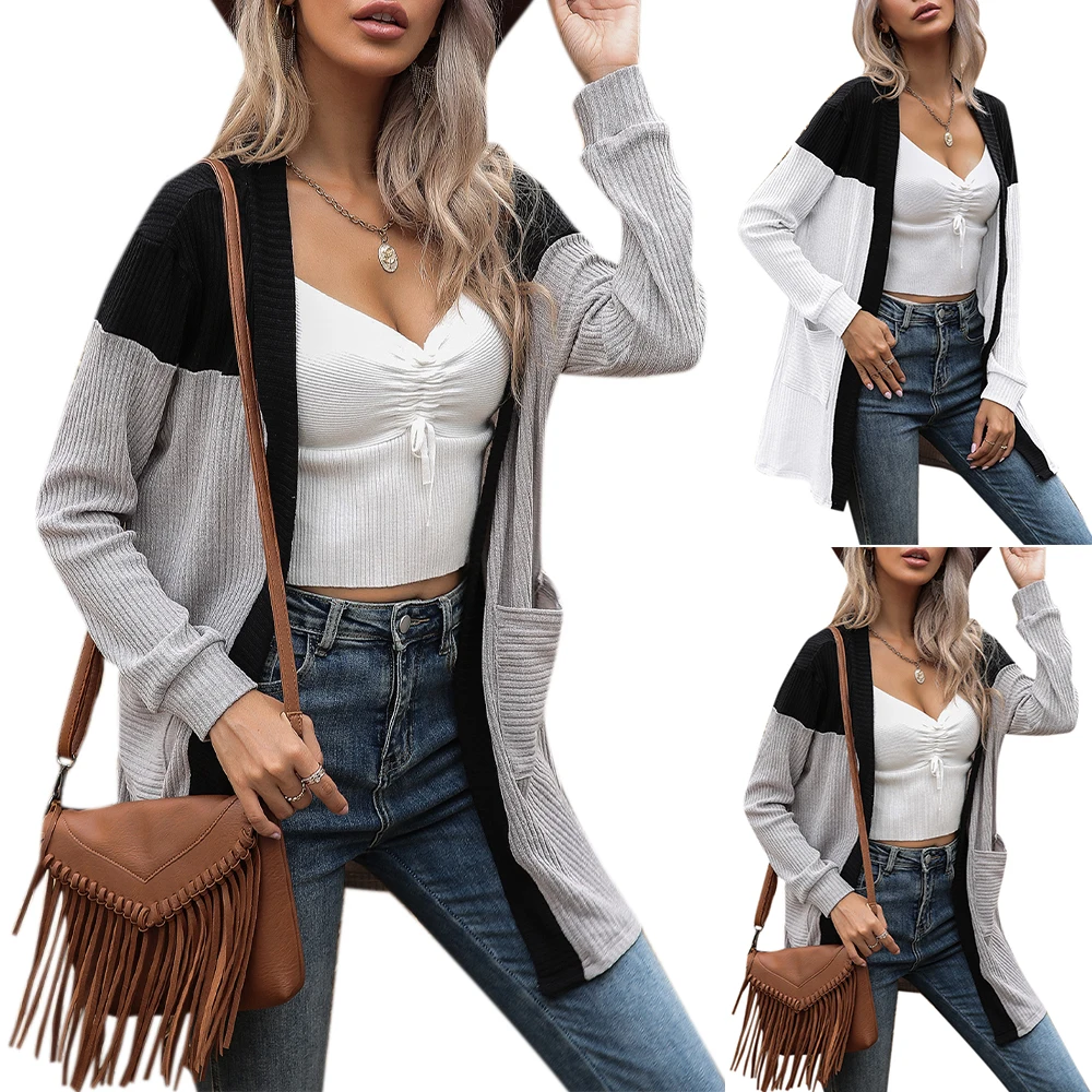 Women Cardigans Winter Casual Streetwear Long Kintted Full Sleeve Patchwork Striped Sweater Fashion Tops Outwear
Women Cardigans Winter Casual Streetwear Long Kintted Full Sleeve Patchwork Striped Sweater Fashion Tops Outwear