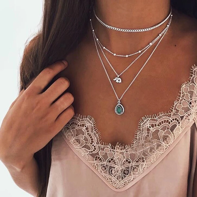 Ladies Fashion Layered Long Chain Necklace Studded Drip Elephant Beaded Multilayer Necklace
Ladies Fashion Layered Long Chain Necklace Studded Drip Elephant Beaded Multilayer Necklace