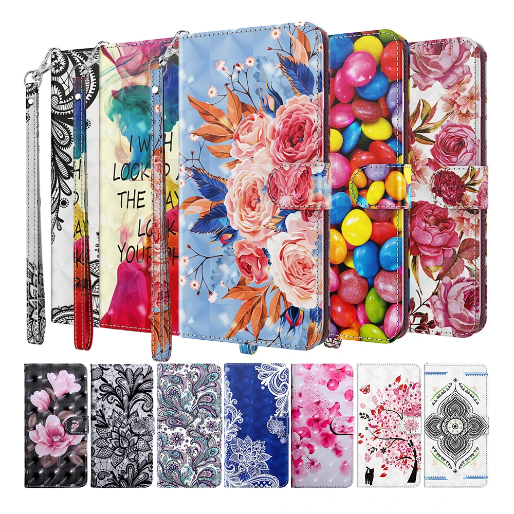 

Flip Leather Phone Case For LG Stylo 5 Q70 Q60 K61 K50 K40 K30 K41S K51S Wallet Card Holder Stand Book Cover Flower Coque Capa