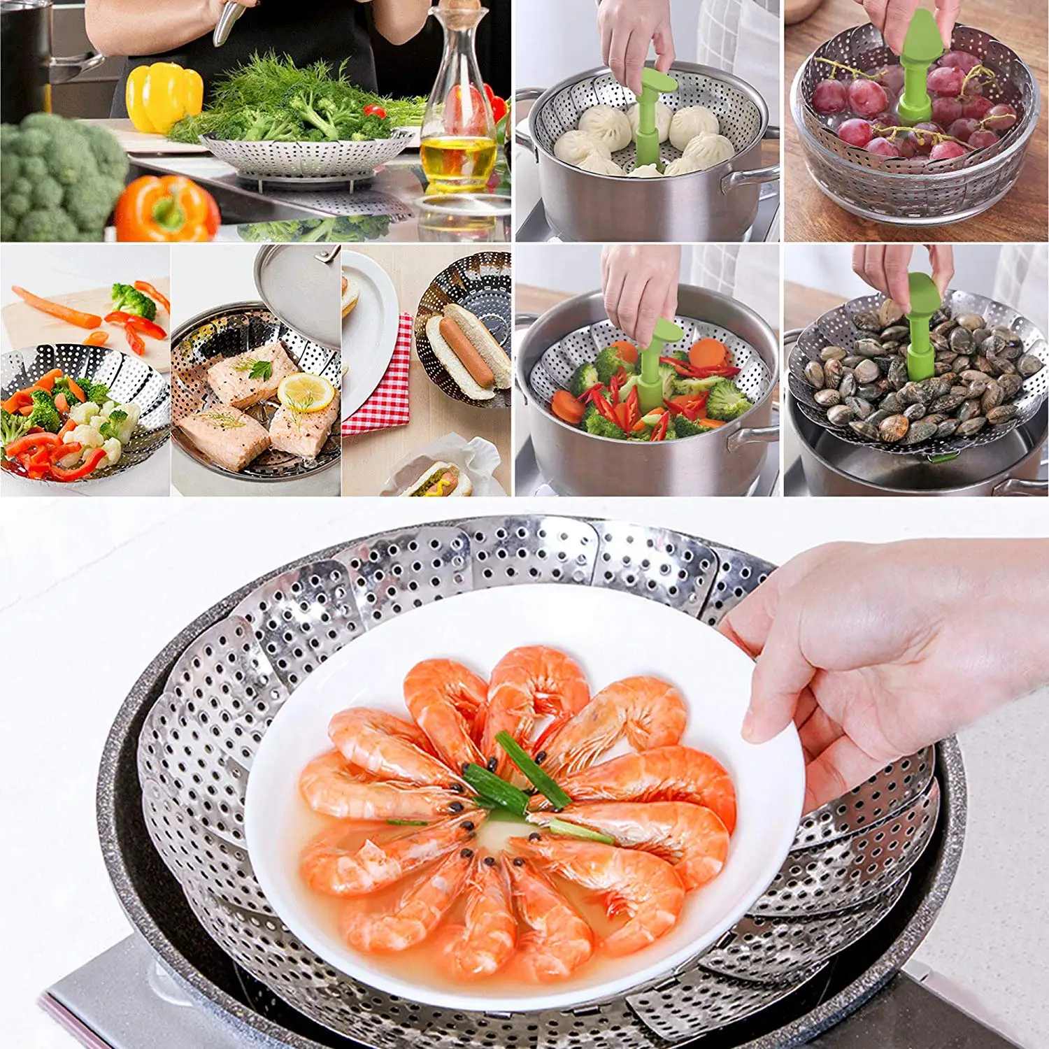 Telescopic Folding Steamer Steaming Tray Cage Drawer Pulling Handle Folding Steamer Insert Stainless Steel
Telescopic Folding Steamer Steaming Tray Cage Drawer Pulling Handle Folding Steamer Insert Stainless Steel