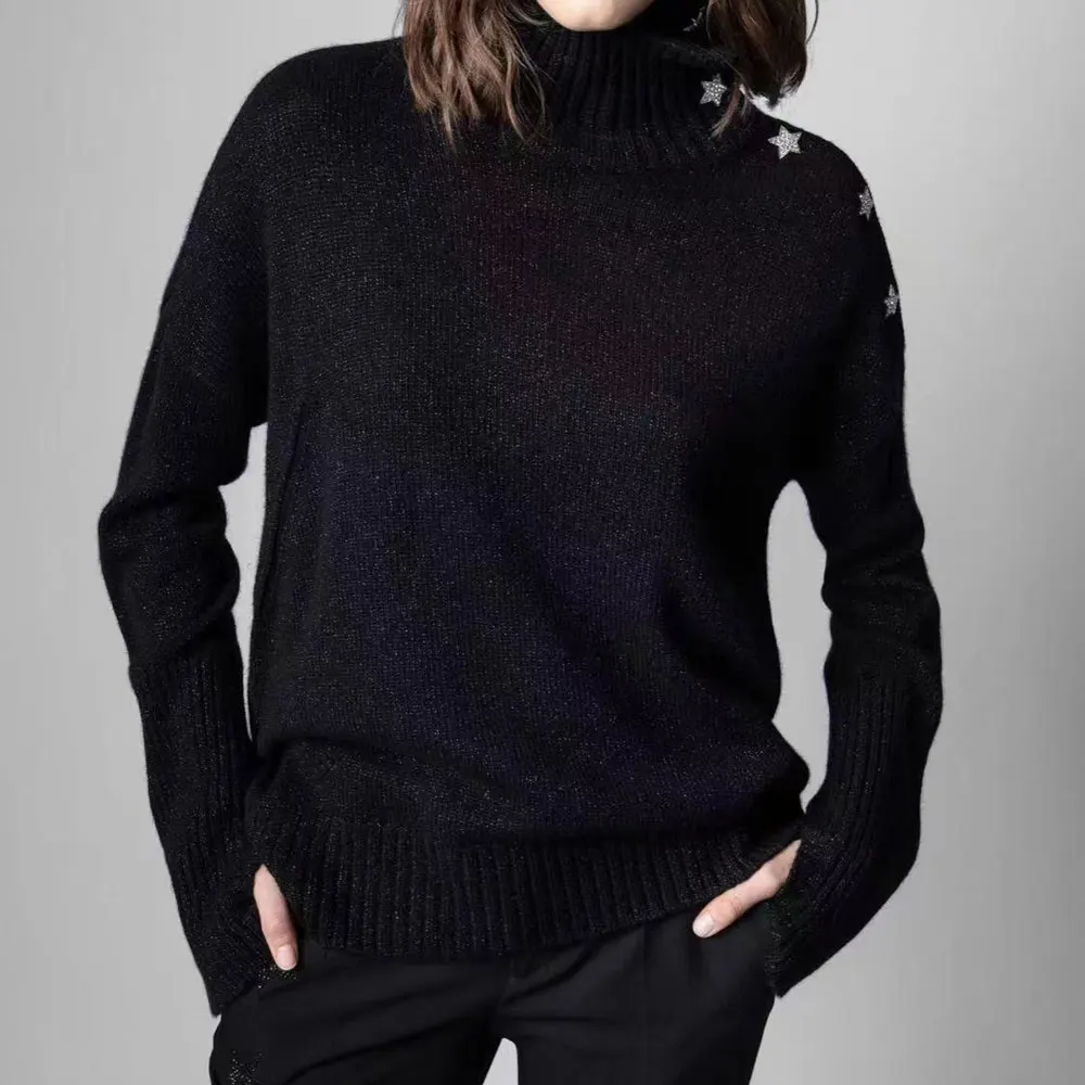Women cashmere sweater diamond button decoration fashion knit pullover tops 2021 new casual wild keep warm lady sweater
Women cashmere sweater diamond button decoration fashion knit pullover tops 2021 new casual wild keep warm lady sweater