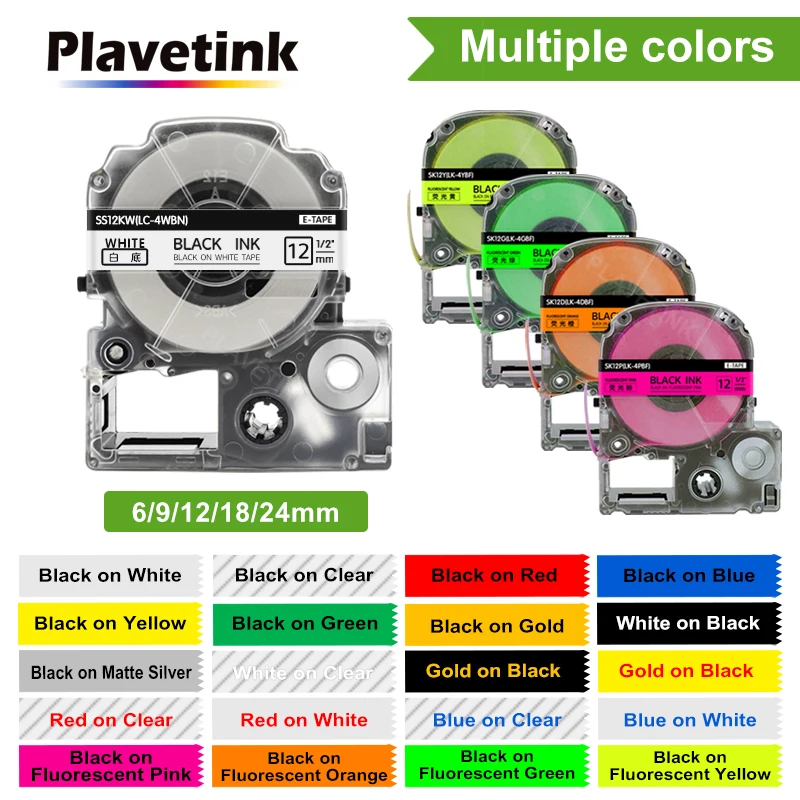 Plavetink Fluorescent Tape SK12P SK12D SK12Y SK12G for Epson King Jim SS12KW Compatible for Epson LabelWorks LW-300 400 Labeler
Plavetink Fluorescent Tape SK12P SK12D SK12Y SK12G for Epson King Jim SS12KW Compatible for Epson LabelWorks LW-300 400 Labeler
