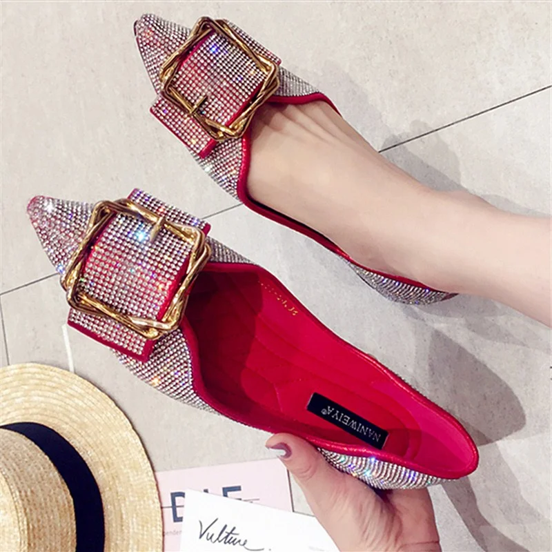 Red New Luxury Bling Bling Crystal Ballet Flats Women Pointed Toe Metal Buckle Glitter Creepers Shoes Woman Bow-knot Espadrilles
Red New Luxury Bling Bling Crystal Ballet Flats Women Pointed Toe Metal Buckle Glitter Creepers Shoes Woman Bow-knot Espadrilles