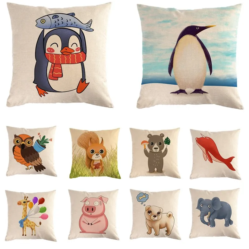 Watercolor Cute Animal Print Linen Throw Pillow Sofa Waist Cushion Cover Home Decor Pillow Case Gift 
Watercolor Cute Animal Print Linen Throw Pillow Sofa Waist Cushion Cover Home Decor Pillow Case Gift