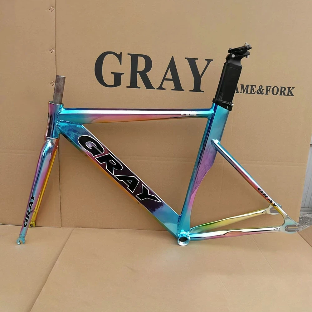 GRAY Aluminum Alloy Fixed Gear Bicycle Frame Half Carbon Fiber Front Fork Single Speed Fixie Bike Frameset Street Cycling Parts
GRAY Aluminum Alloy Fixed Gear Bicycle Frame Half Carbon Fiber Front Fork Single Speed Fixie Bike Frameset Street Cycling Parts