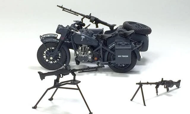 Diecast 1:24 немецкая R75 модель мотоцикла с коляской военные модели сплав
