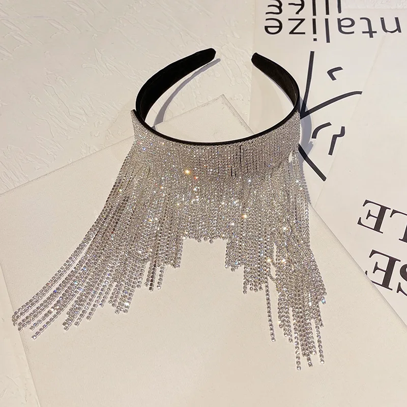 Full Rhinestone Sparkling Long Tassels Hairband Temperament Velvet Celebrity Hair Accessories Headband Hairpin Women Tiaras
Full Rhinestone Sparkling Long Tassels Hairband Temperament Velvet Celebrity Hair Accessories Headband Hairpin Women Tiaras