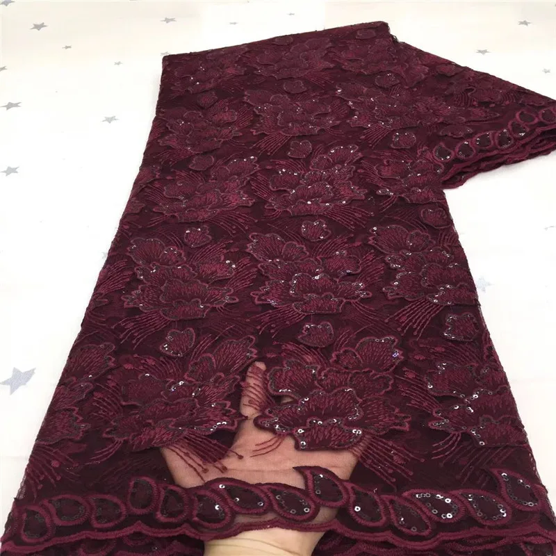 Fashion Nigerian sequins lace fabric 2021 wine red high quality african french lace fabirc With Sequins for wedding party dress
Fashion Nigerian sequins lace fabric 2021 wine red high quality african french lace fabirc With Sequins for wedding party dress