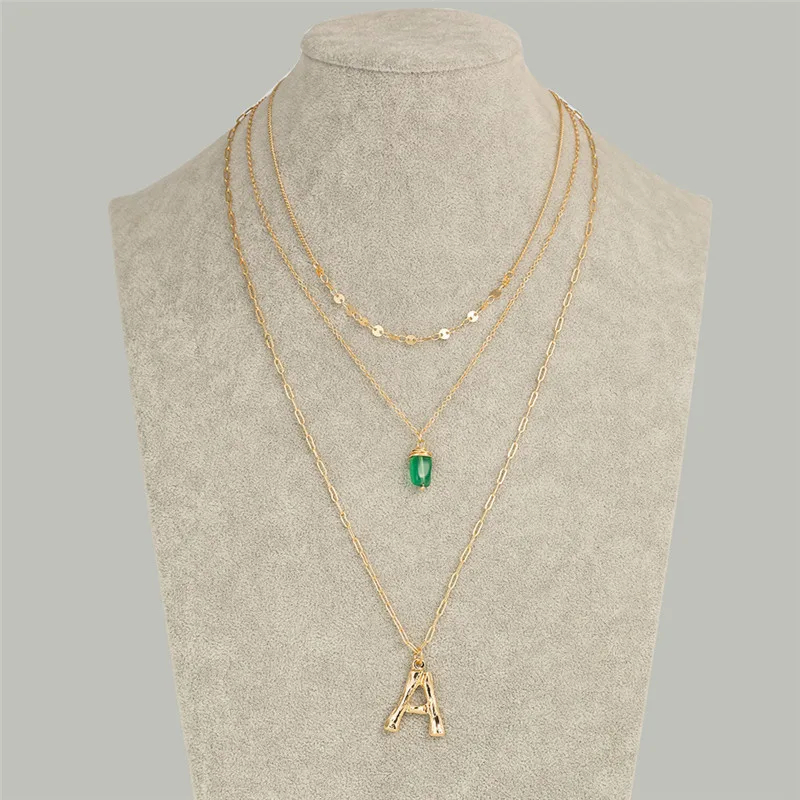 Trendy A-Z Gold Letters Necklace Natural Stone Green Crystal Pendant Layered Custom Name Necklaces & Pendants Gifts
Trendy A-Z Gold Letters Necklace Natural Stone Green Crystal Pendant Layered Custom Name Necklaces & Pendants Gifts