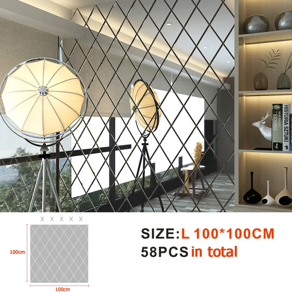 1mm thickness -58pcs in set Acrylic rhombus quadrilateral Mirror Tiles Wall Sticker Square Self Adhesive Stick On DIY Home Docor
1mm thickness -58pcs in set Acrylic rhombus quadrilateral Mirror Tiles Wall Sticker Square Self Adhesive Stick On DIY Home Docor