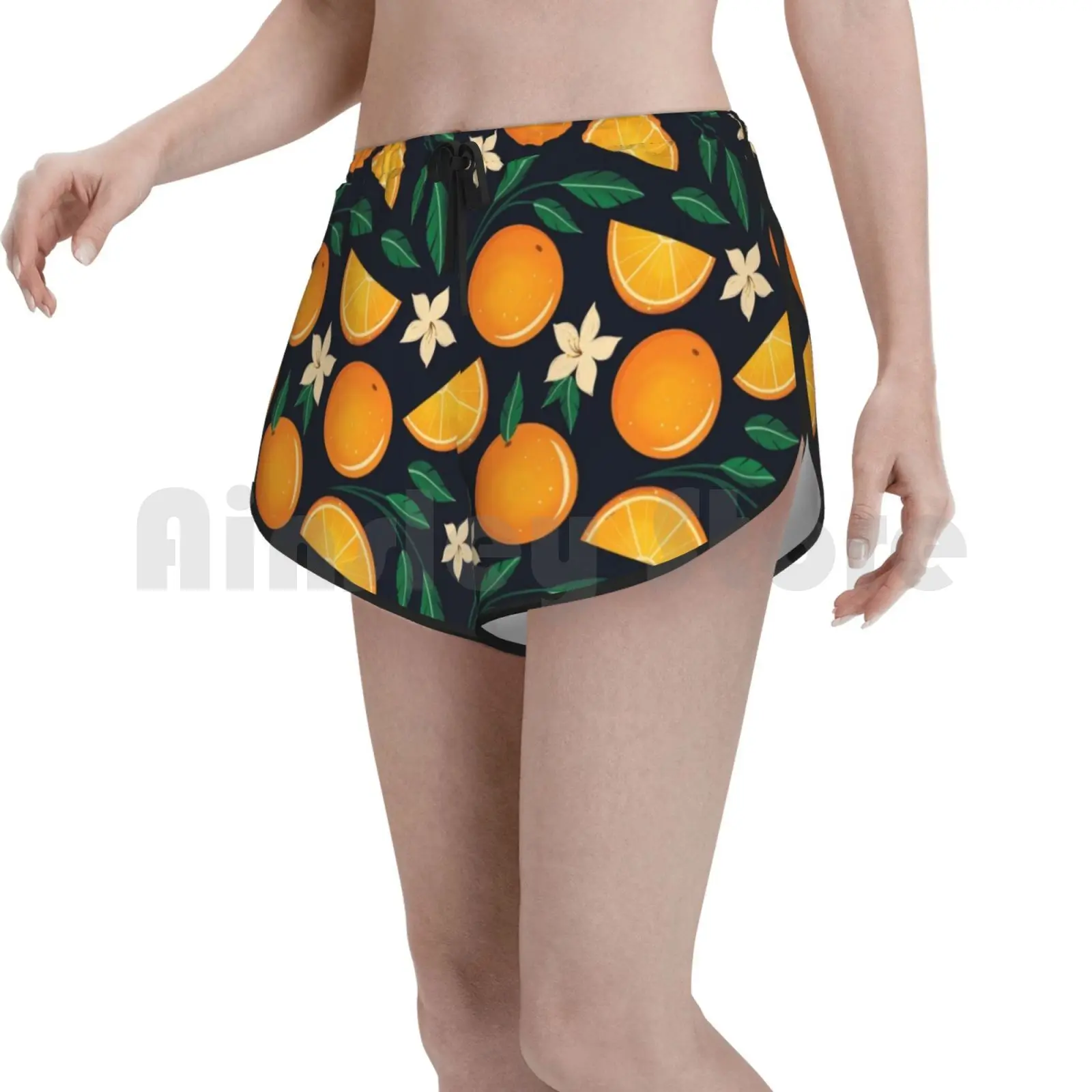 

Оранжевый шаблон плавать шорты женские пляжные шорты оранжевого цвета C рисунком оранжевого цвета цвести цветок с оранжевым цветком