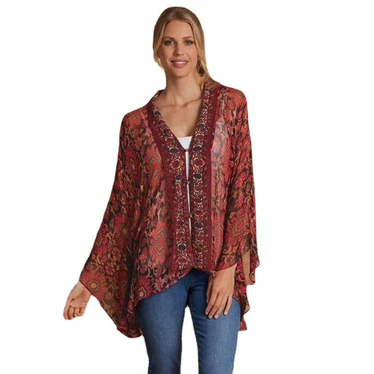 Large size European and American floral print blouse fashion chiffon cardigan outer cover
Large size European and American floral print blouse fashion chiffon cardigan outer cover