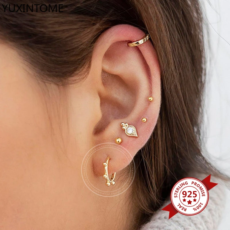 925 Sterling Silver Ear Buckle Earring For Women Girls Small Bead Huggie Hoop Earrings for Women Fashion Jewelry Accessories
925 Sterling Silver Ear Buckle Earring For Women Girls Small Bead Huggie Hoop Earrings for Women Fashion Jewelry Accessories
