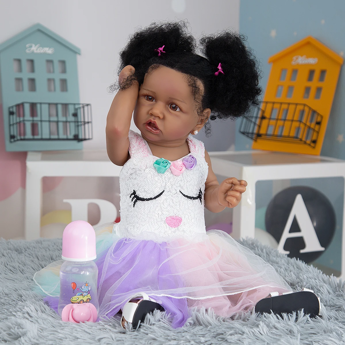 23 Inch Boneca bebe reborn girl black doll Full Body Silicone Vinyl Reborn Baby 57 cm Realistic African American Dolls gift
23 Inch Boneca bebe reborn girl black doll Full Body Silicone Vinyl Reborn Baby 57 cm Realistic African American Dolls gift