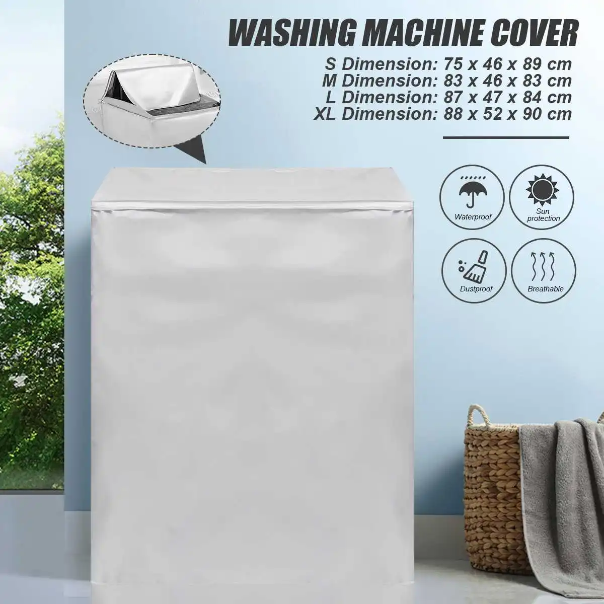 Washing Machine Cover Polyester Waterproof Front Load Laundry Dryer Cover Washer Sun Shade Silver Coating Dustproof Cover Case
Washing Machine Cover Polyester Waterproof Front Load Laundry Dryer Cover Washer Sun Shade Silver Coating Dustproof Cover Case