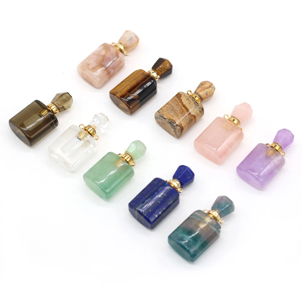 1pcs Natural Stone Agates Rose Quartzs Amethysts Perfume Bottle Essential Oil Diffuser Necklace Accessory Size 16x36mm 18x35mm
1pcs Natural Stone Agates Rose Quartzs Amethysts Perfume Bottle Essential Oil Diffuser Necklace Accessory Size 16x36mm 18x35mm