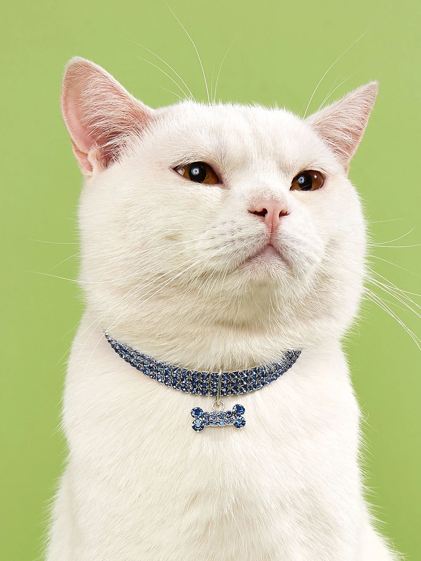 

3 Rows Rhinestones Necklace Pet Cat Dog Collar Bling Rhinestone Bone Jewelry Party Wedding Accessories