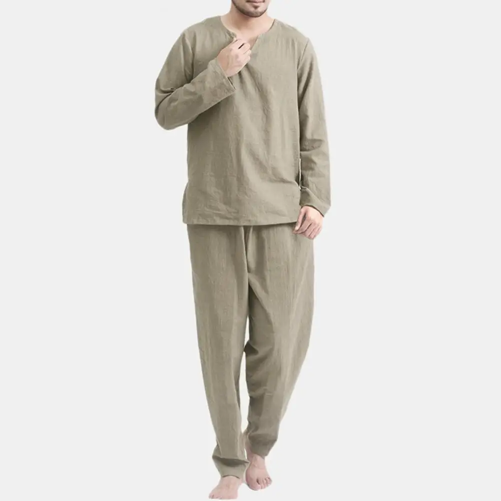 Cotton Men Sets Homewear Vintage Solid Color V Neck Long Sleeve Tops & Pants Streetwear Retro Loose Casual Men Suit 2 Pieces2021
Cotton Men Sets Homewear Vintage Solid Color V Neck Long Sleeve Tops & Pants Streetwear Retro Loose Casual Men Suit 2 Pieces2021