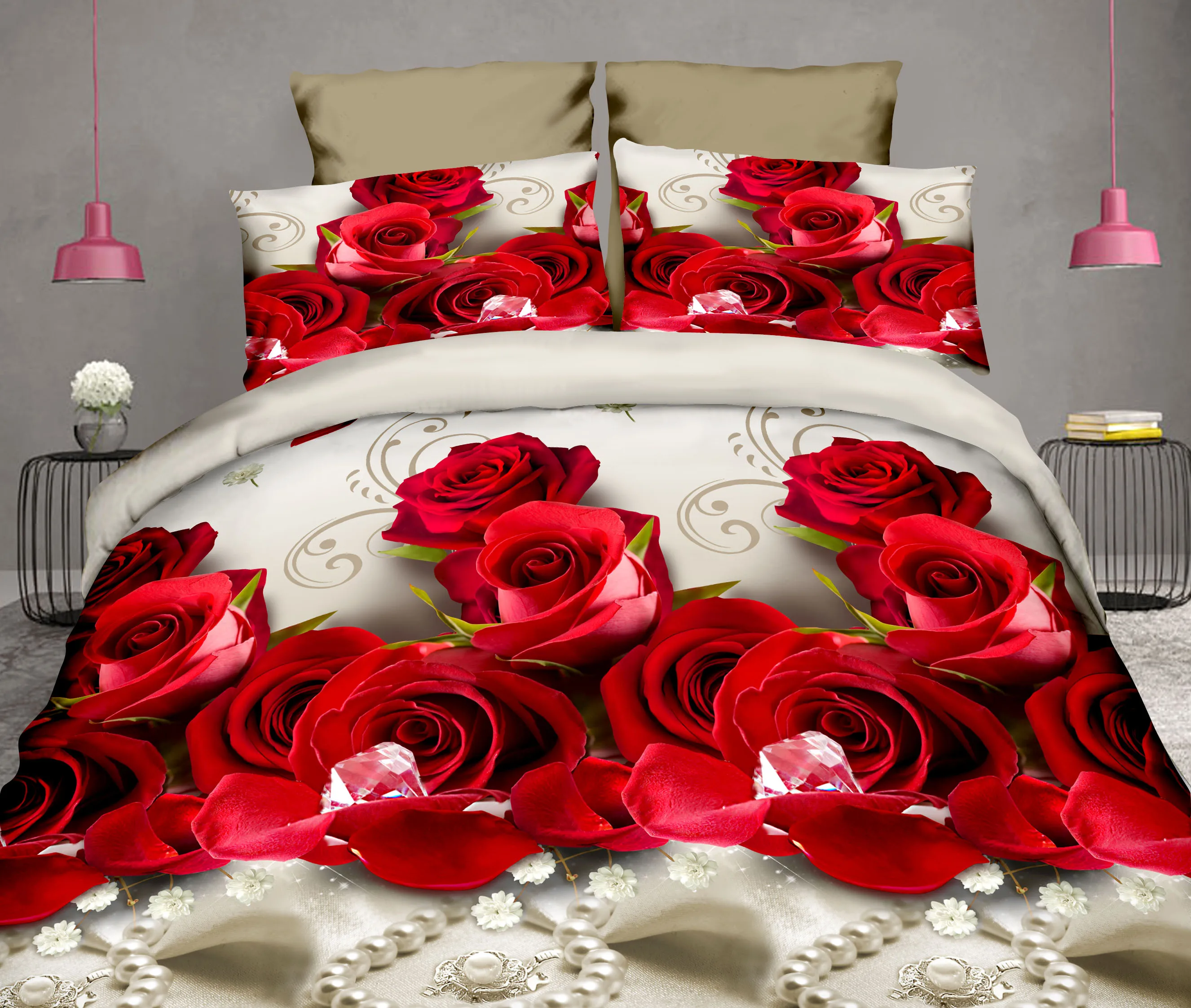 Комплект постельного белья из 3 предметов, красное, желтое, жемчужное, розовое, с 3d принтом, для двуспальной кровати, домашний текстиль 
Комплект постельного белья из 3 предметов, красное, желтое, жемчужное, розовое, с 3d принтом, для двуспальной кровати, домашний текстиль