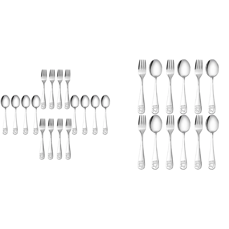 Kids Silverware Stainless Steel Children's Safe Flatware Little Bear Child Spoon and Fork Set Toddler Utensils
Kids Silverware Stainless Steel Children's Safe Flatware Little Bear Child Spoon and Fork Set Toddler Utensils