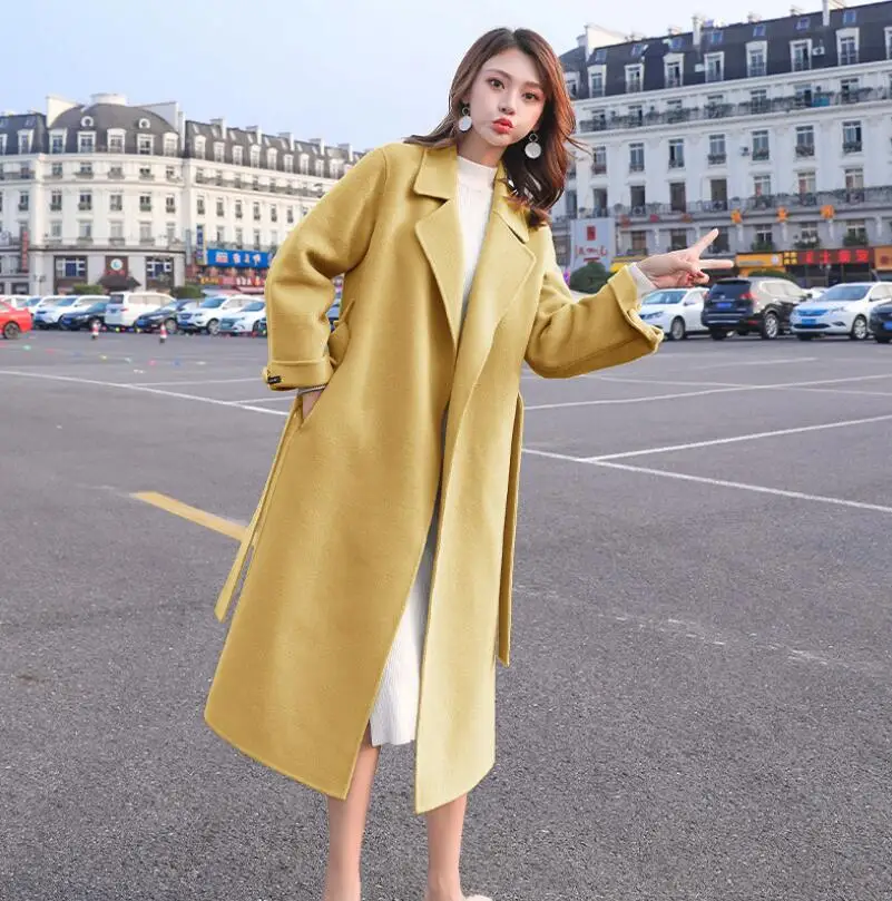 High-quality women woolen coat elegant spring autumn overcoat casual over knee woolen Windbreaker yellow wool coat outdoor black
High-quality women woolen coat elegant spring autumn overcoat casual over knee woolen Windbreaker yellow wool coat outdoor black