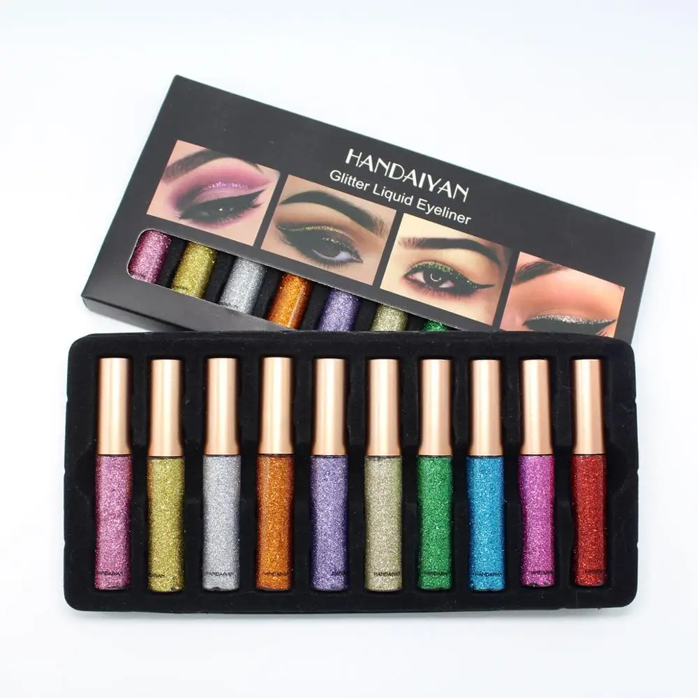 60pcs/lot Wholesale HANDAIYAN Glitter Liquid Eyeliner Sequin Shimmer Waterproof Liquid Eye liner Eye Makeup Cosmetic 10 colors
60pcs/lot Wholesale HANDAIYAN Glitter Liquid Eyeliner Sequin Shimmer Waterproof Liquid Eye liner Eye Makeup Cosmetic 10 colors