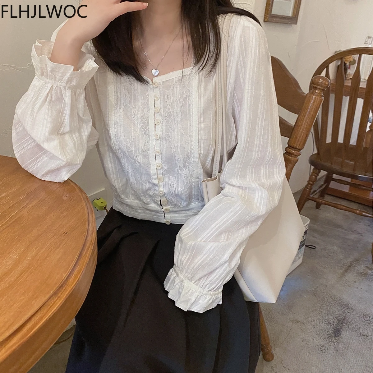 Cute Square Collar Fairy Lace Short Crop Tops Blusas Women's Single Breasted Korean Clothing Preppy Lolita Shirt Blouse Flhjlwoc
Cute Square Collar Fairy Lace Short Crop Tops Blusas Women's Single Breasted Korean Clothing Preppy Lolita Shirt Blouse Flhjlwoc