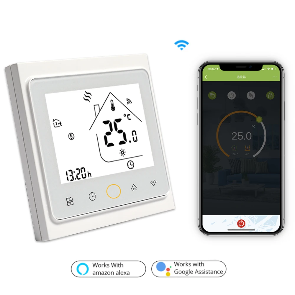 Smart WiFi thermostat temperature controller hydroelectric heating floor heating gas boiler used with Echo Google Home Tuya
Smart WiFi thermostat temperature controller hydroelectric heating floor heating gas boiler used with Echo Google Home Tuya