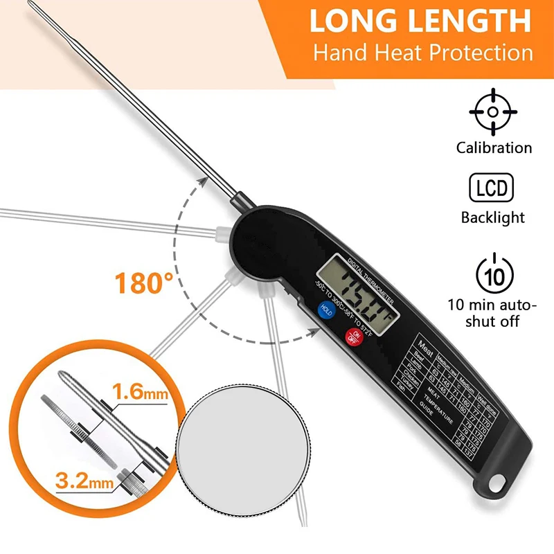 Meat Thermometer, Digital Instant Read Thermometer, Food Thermometer, for Kitchen BBQ Grill Meat
Meat Thermometer, Digital Instant Read Thermometer, Food Thermometer, for Kitchen BBQ Grill Meat