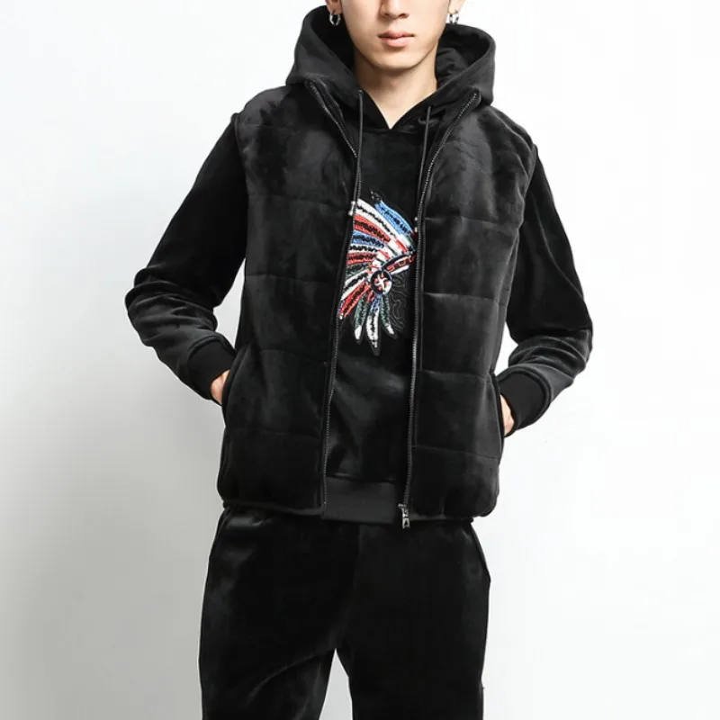 High Quality Mens Winter Velvet 3pcs Set Fashion Embroidery Vest Jacket Tracksuit Hoody Thick Warm Casual Suit Matching Sets 4XL
High Quality Mens Winter Velvet 3pcs Set Fashion Embroidery Vest Jacket Tracksuit Hoody Thick Warm Casual Suit Matching Sets 4XL