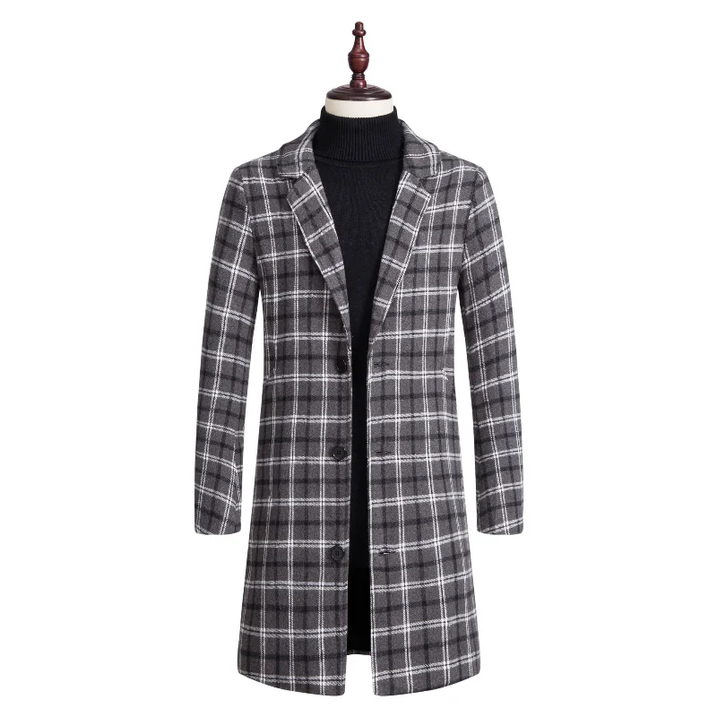LUCLESAM Winter Stylish Check Wool Trench Coat Top Coat sobretudo masculino
LUCLESAM Winter Stylish Check Wool Trench Coat Top Coat sobretudo masculino