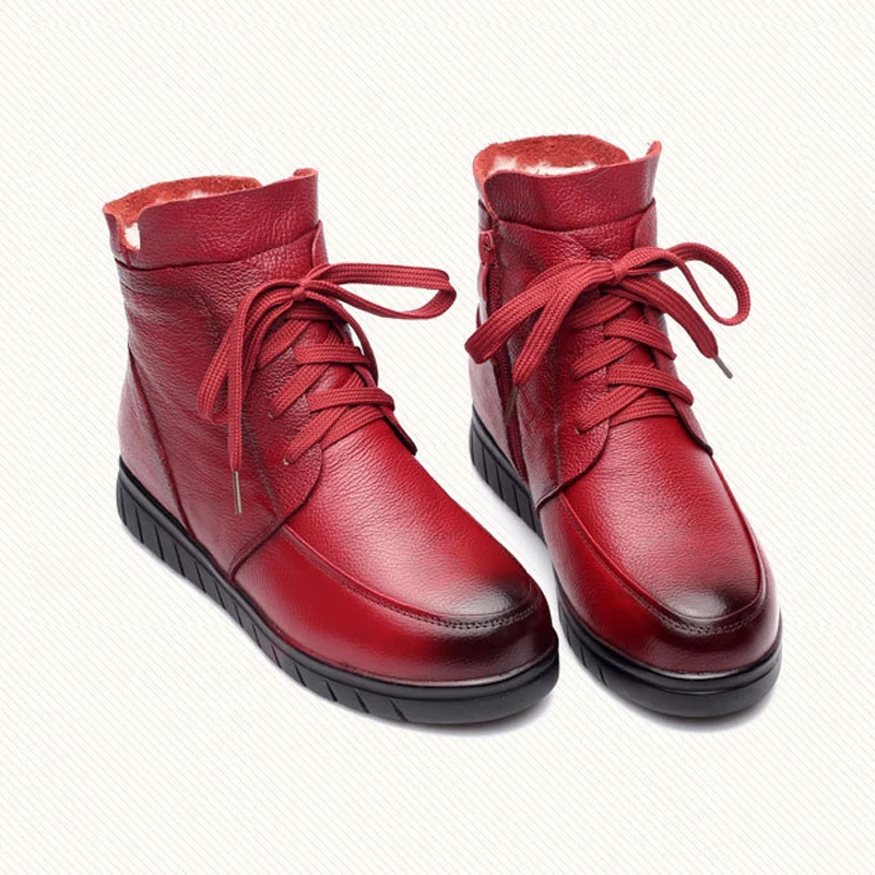 Meotina Women Snow Boots Shoes Real Leather Platform Flat Short Boots Zip Lace Up Real Wool Fur Ankle Boots Winter Black Red 41
Meotina Women Snow Boots Shoes Real Leather Platform Flat Short Boots Zip Lace Up Real Wool Fur Ankle Boots Winter Black Red 41