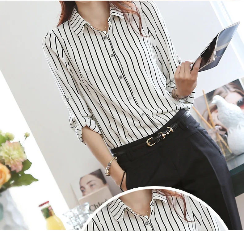 OUMEA Women Striped Shirts Woven Chiffon Office Lady Classic Black White Striped Long Sleeve Buttons Front Shirt Plus Size 2020
OUMEA Women Striped Shirts Woven Chiffon Office Lady Classic Black White Striped Long Sleeve Buttons Front Shirt Plus Size 2020