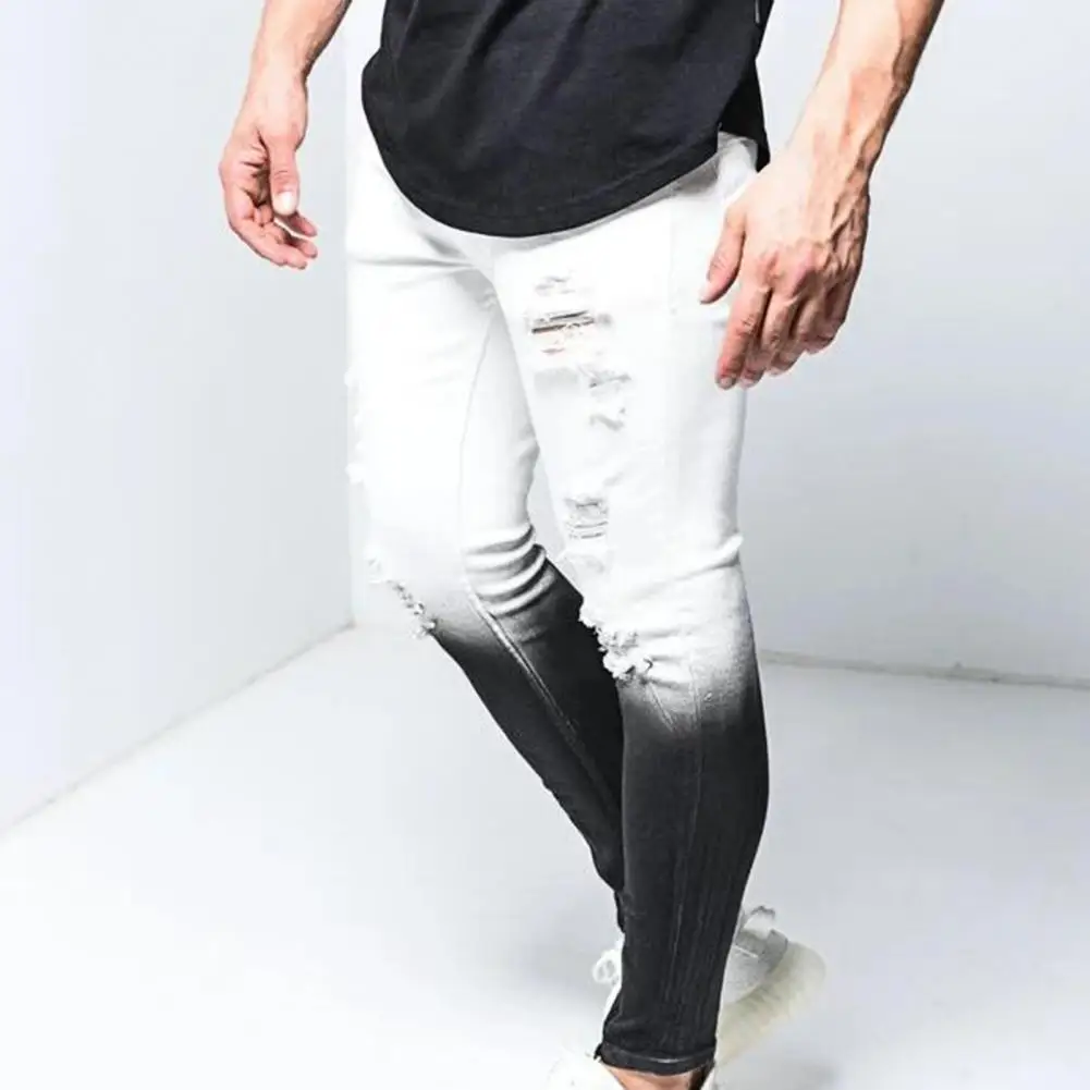 Men Ripped Hole Gradient Color Trousers Zipper Cuff Multi Pockets Slim Plus Size Black White Jeans Summer Streetwear джинсы
Men Ripped Hole Gradient Color Trousers Zipper Cuff Multi Pockets Slim Plus Size Black White Jeans Summer Streetwear джинсы
