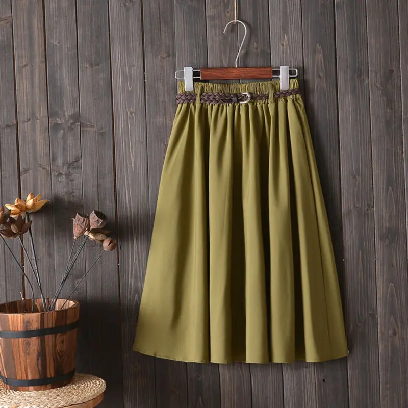 New Fashion Style Women Elegant Summer Winter Solid Drape Stretch High Waist A-Line Mid-Calf Belt Skirt jupe femme 
New Fashion Style Women Elegant Summer Winter Solid Drape Stretch High Waist A-Line Mid-Calf Belt Skirt jupe femme