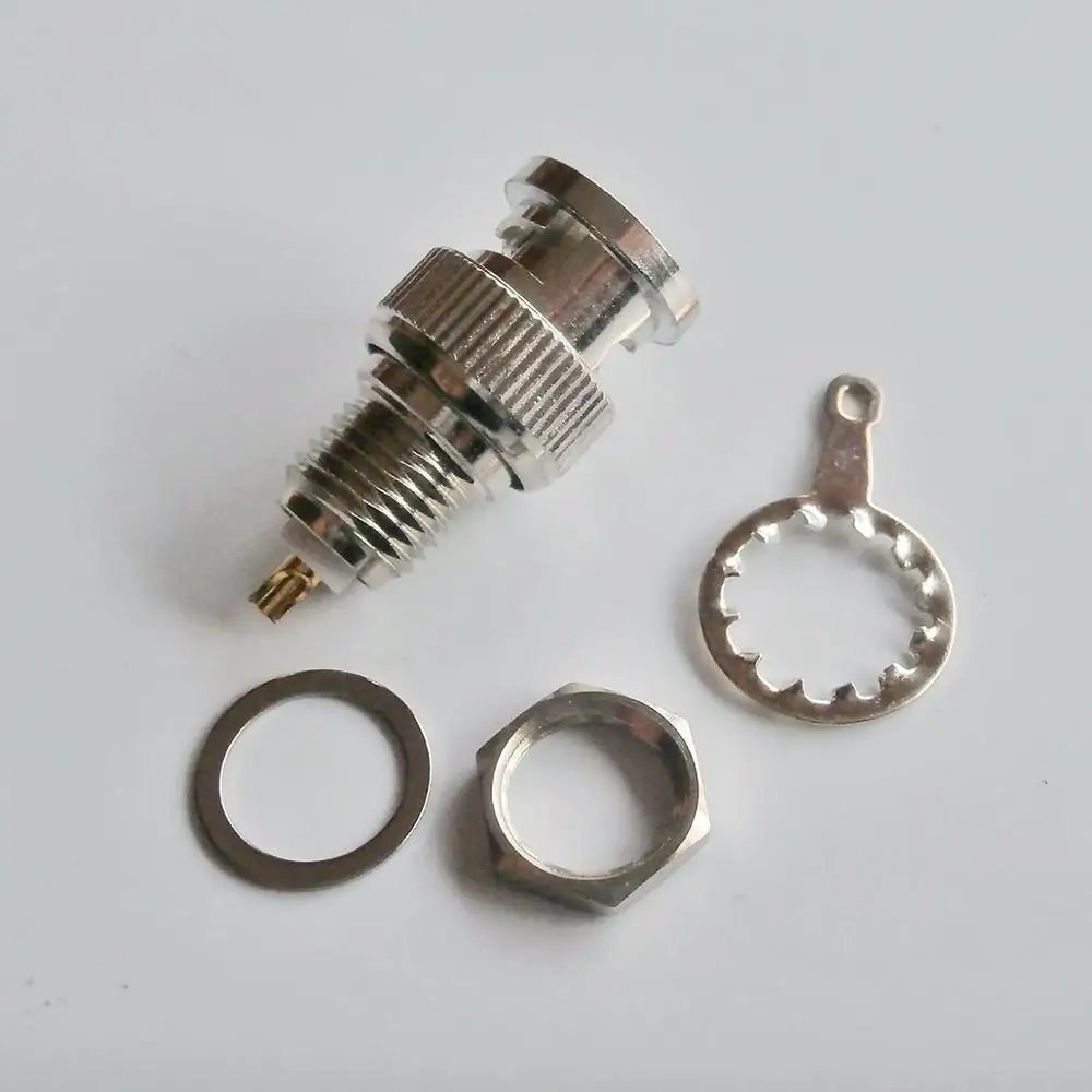 

RF BNC Q9 Connector Socket BNC Male With O-ring Bulkhead Panel Mount Nut solder cup Plug Nickel Plated Brass RF Coaxial Adapters