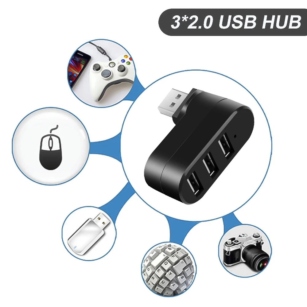 Kebidu usb-хаб s 2 0 3 порта USB Мини Поворотный разветвитель адаптер концентратор для Mac