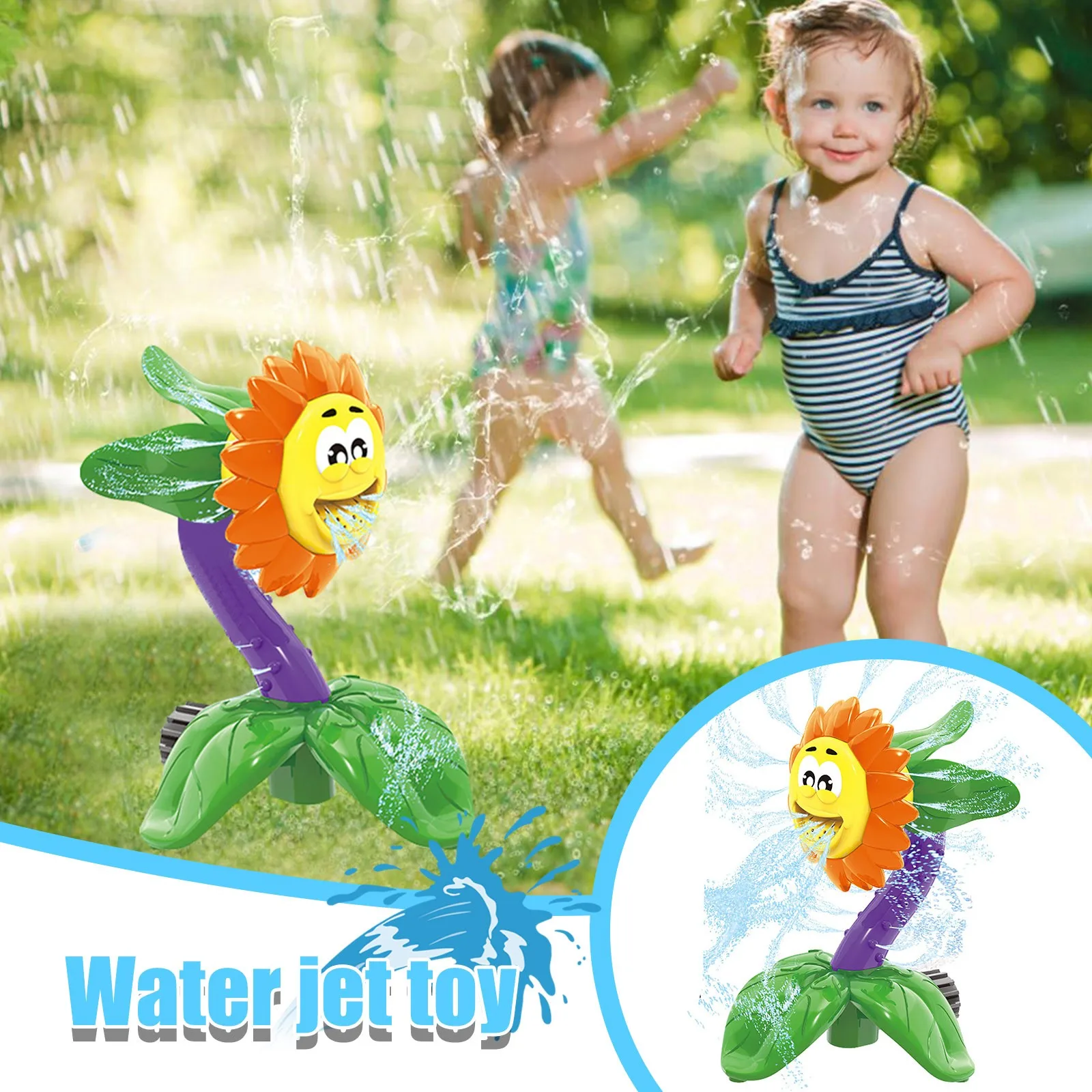 

Splash Sunflower Yard Water Sprinkler Lawn Sprinkler For Kids Summer Garden Gift Rotatable Outdoor Water Spraying Bath Toy
