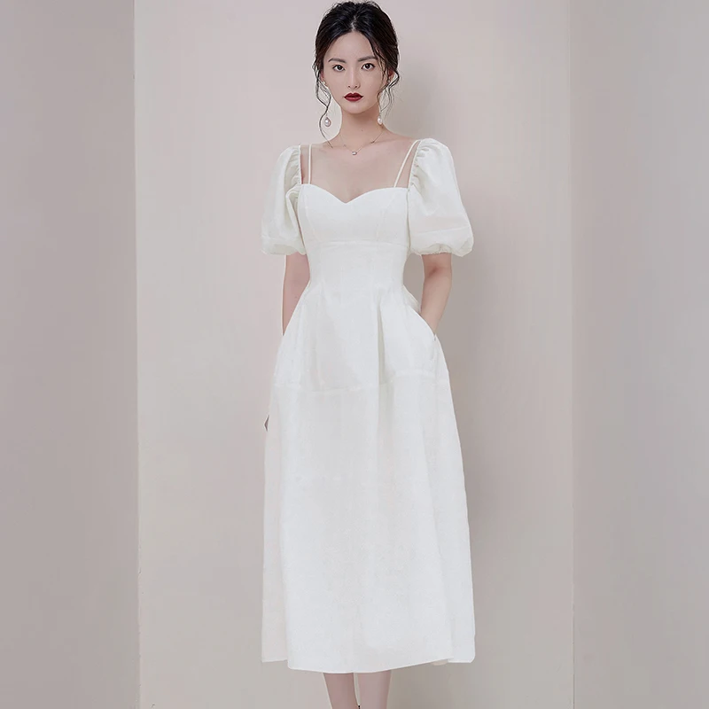 2020 New Fashion Elegant White Puff Sleeves Party Dress Women Summer Vintage Square Collar Slim Princess Long Dresses Vestidos
2020 New Fashion Elegant White Puff Sleeves Party Dress Women Summer Vintage Square Collar Slim Princess Long Dresses Vestidos