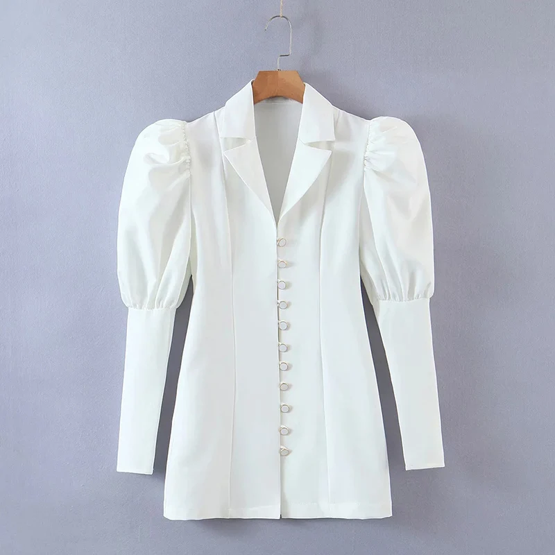 Fashion Elegant OL Women White Shirt Dress Za 2021 Spring Autumn Vintage Puff Sleeve Dresses V-Neck Single-Breasted Mini Vestido
Fashion Elegant OL Women White Shirt Dress Za 2021 Spring Autumn Vintage Puff Sleeve Dresses V-Neck Single-Breasted Mini Vestido