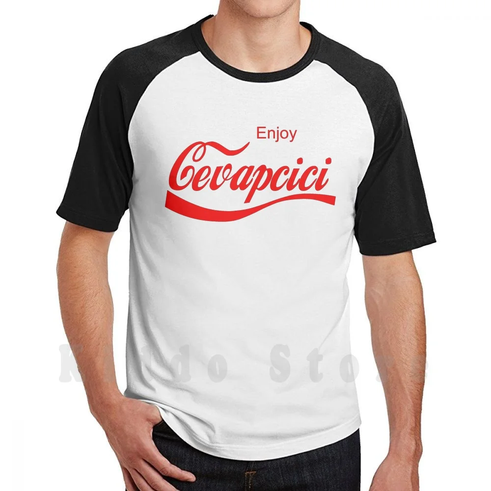 Enjoy Cevapcici Красная футболка с принтом для мужчин хлопковая новая крутая пародия
