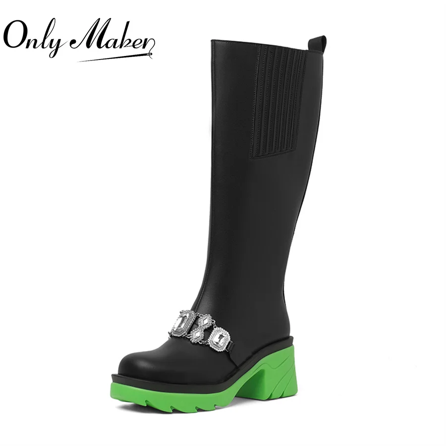 Женские сапоги до колена Onlymaker, с квадратным носком, на молнии, украшенные кристаллами, модные сексуальные вечерние сапоги для осени и зимы 
Женские сапоги до колена Onlymaker, с квадратным носком, на молнии, украшенные кристаллами, модные сексуальные вечерние сапоги для осени и зимы