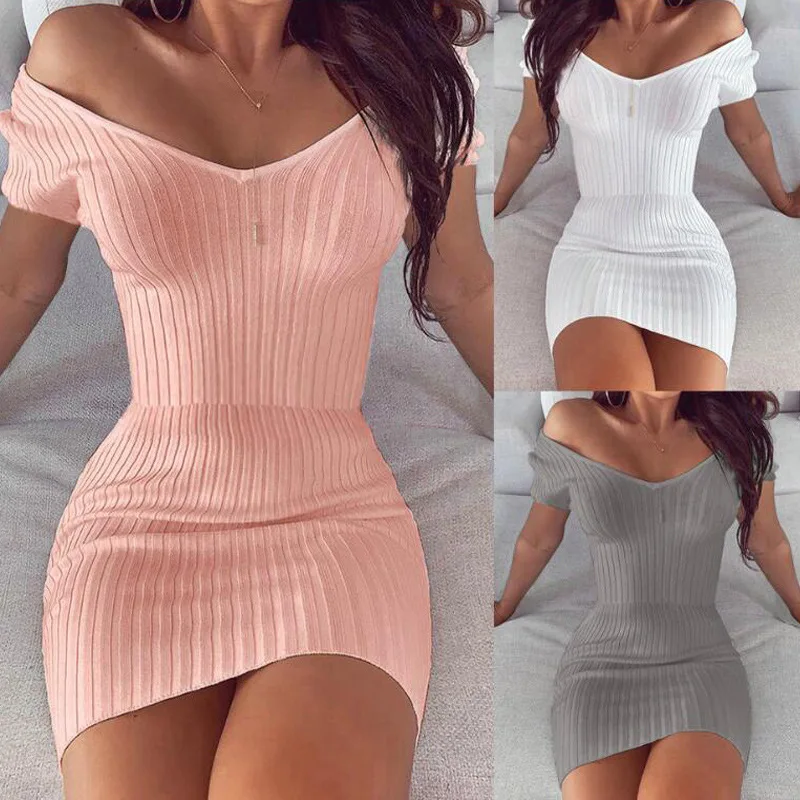 American spring hot style hot selling dresses, sexy temperament v-neck solid color slim dress
American spring hot style hot selling dresses, sexy temperament v-neck solid color slim dress
