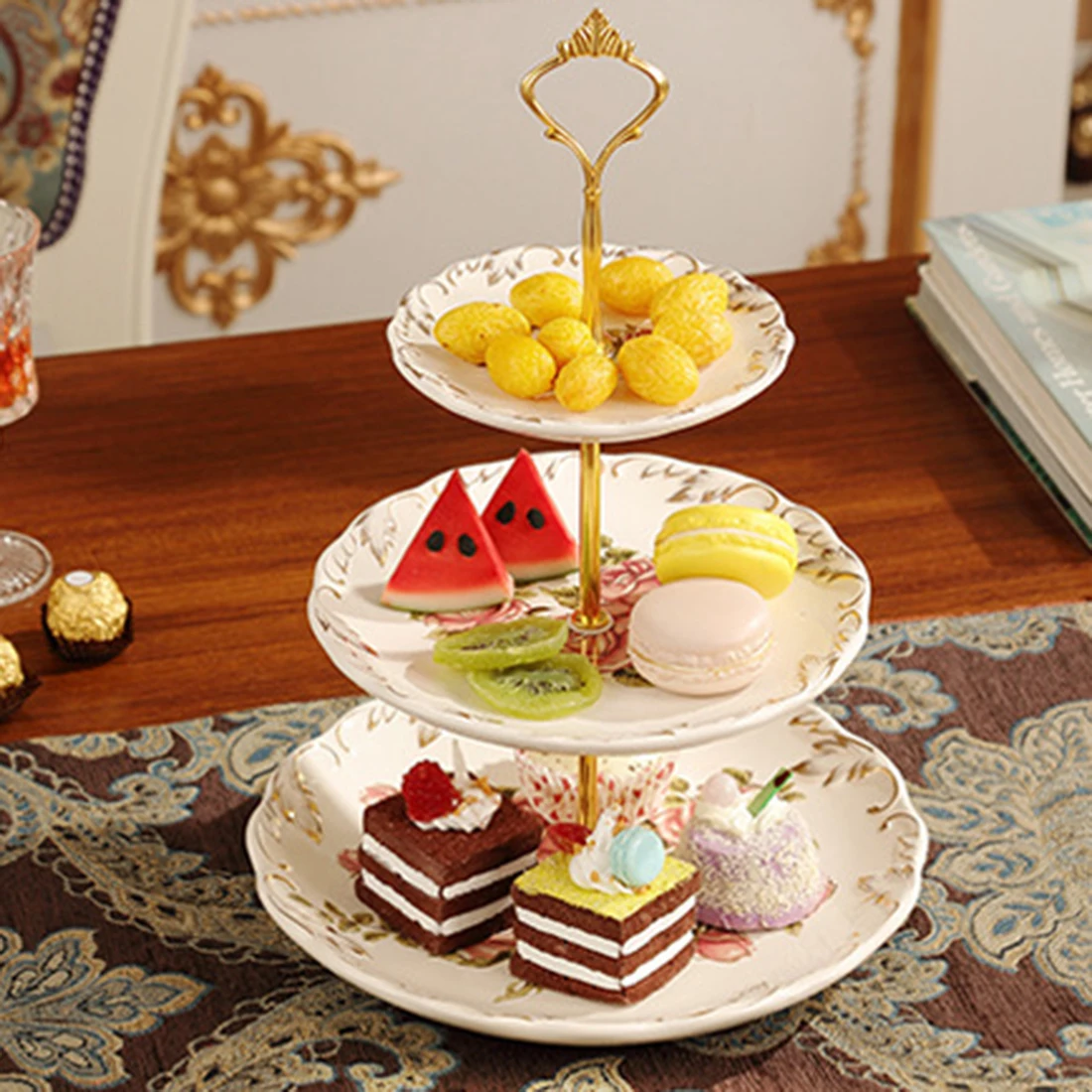 5pcs Kit 3-Tier Crown Shape Fruit Cake Plate Rack Stand Zine Alloy Handle Fittings Display Server Holder - Golden
5pcs Kit 3-Tier Crown Shape Fruit Cake Plate Rack Stand Zine Alloy Handle Fittings Display Server Holder - Golden