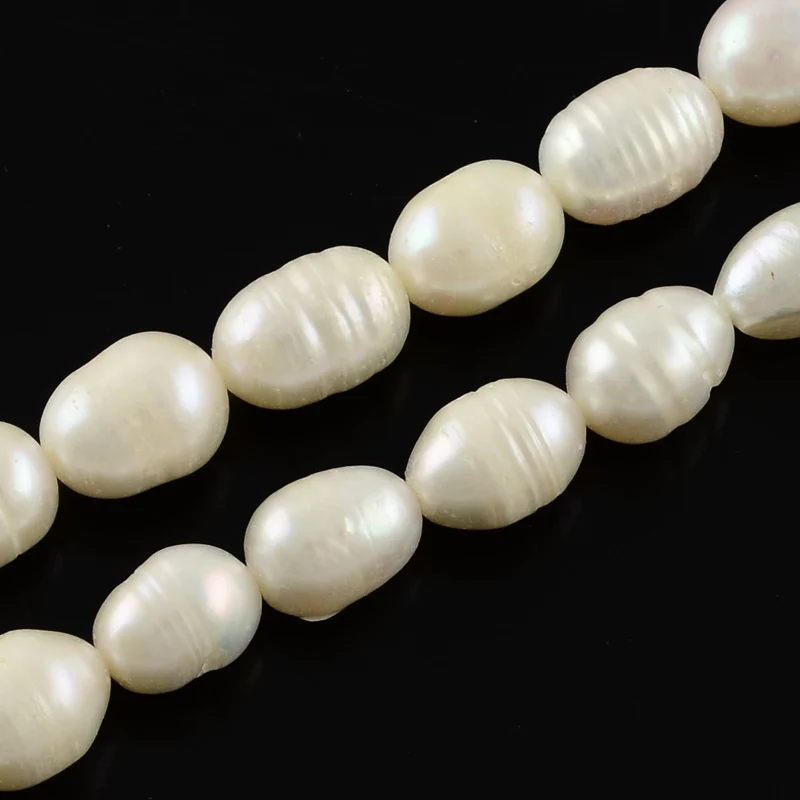 

1 Strand Grade A Natural Cultured Freshwater Pearl Strands Rice Beads Idea for Mother's Day Gift White 5~6mm Hole: 0.8mm