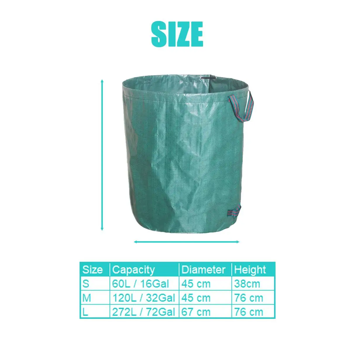 60L/120L/272L Large Capacity Heavy Duty Garden Waste Bag Durable Reusable Waterproof PP Yard Leaf Weeds Grass Container Storage
60L/120L/272L Large Capacity Heavy Duty Garden Waste Bag Durable Reusable Waterproof PP Yard Leaf Weeds Grass Container Storage