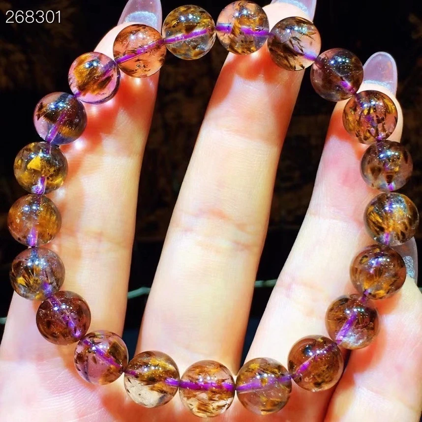 Natural Cacoxenite Purple Gold Rutilated Quartz Bracelet Women 8.8mm Clear Round Beads Genuine AAAAAA
Natural Cacoxenite Purple Gold Rutilated Quartz Bracelet Women 8.8mm Clear Round Beads Genuine AAAAAA