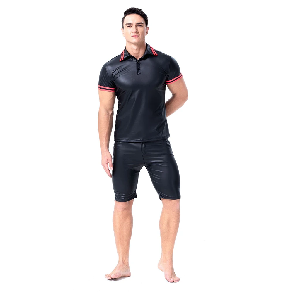 PU Leather Black Solid Color Blouse Slim Fit Short Sleeve Turn-down Collar Shirt Mens Clothing Cool Mens Casual Shirts
PU Leather Black Solid Color Blouse Slim Fit Short Sleeve Turn-down Collar Shirt Mens Clothing Cool Mens Casual Shirts